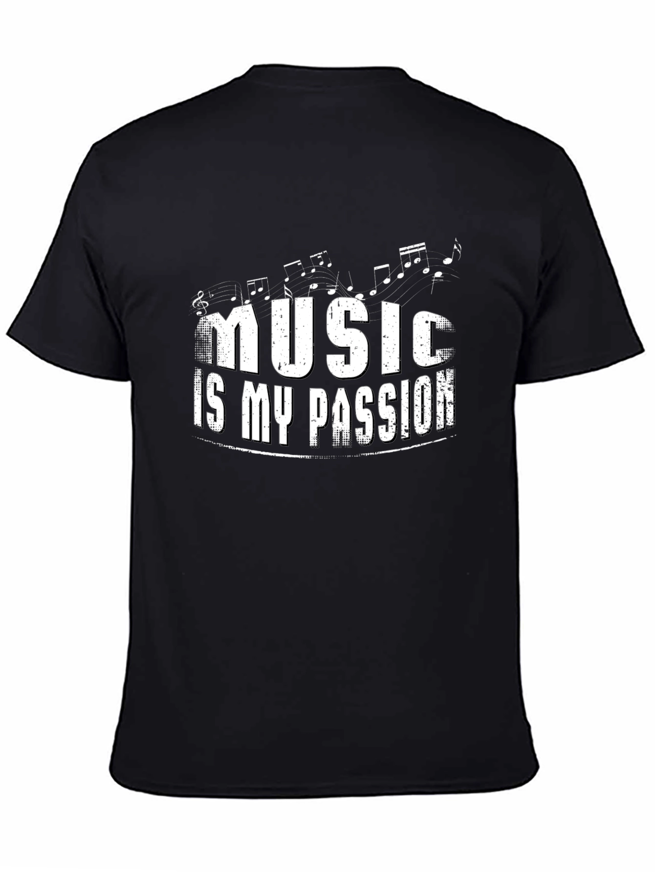 Music Is My Passion Black Graphic Tee Shirt