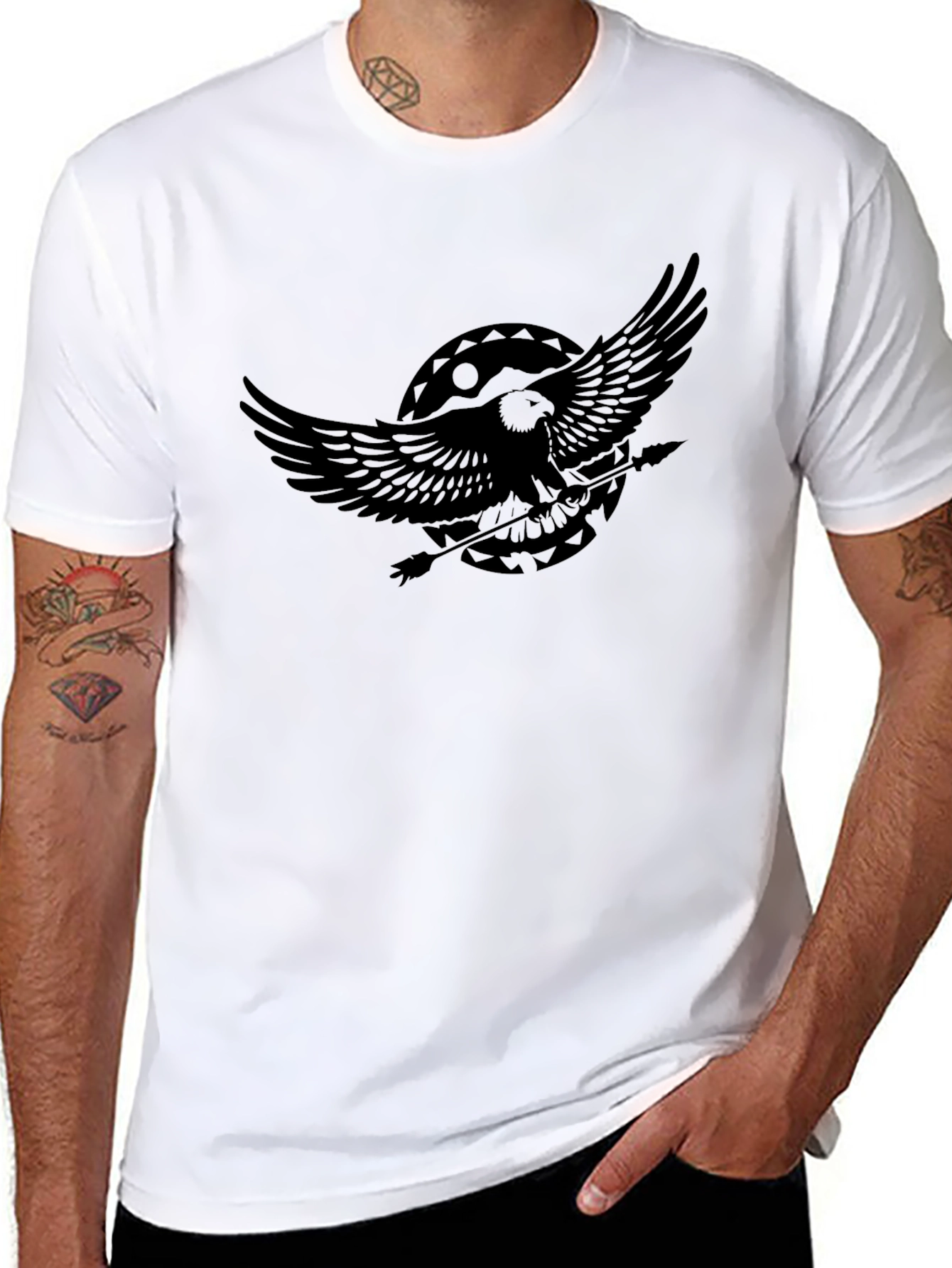 Mens Black Eagle Graphic T-Shirt