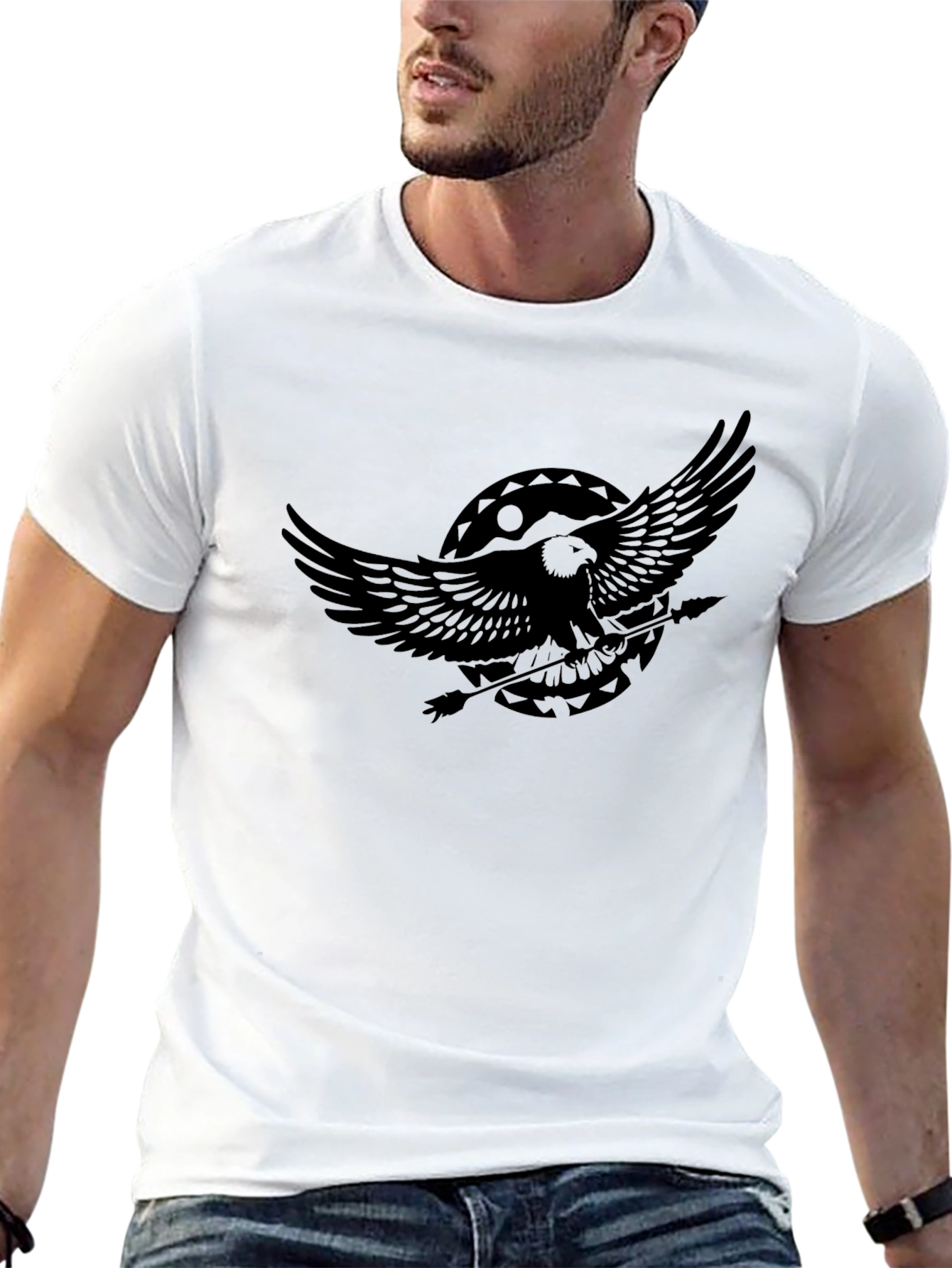 Mens Black Eagle Graphic T-Shirt