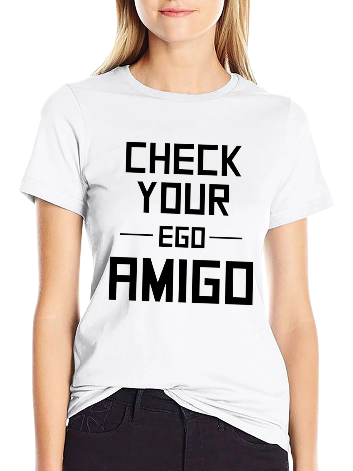 Check Your Ego Amigo Graphic T-Shirt - Black