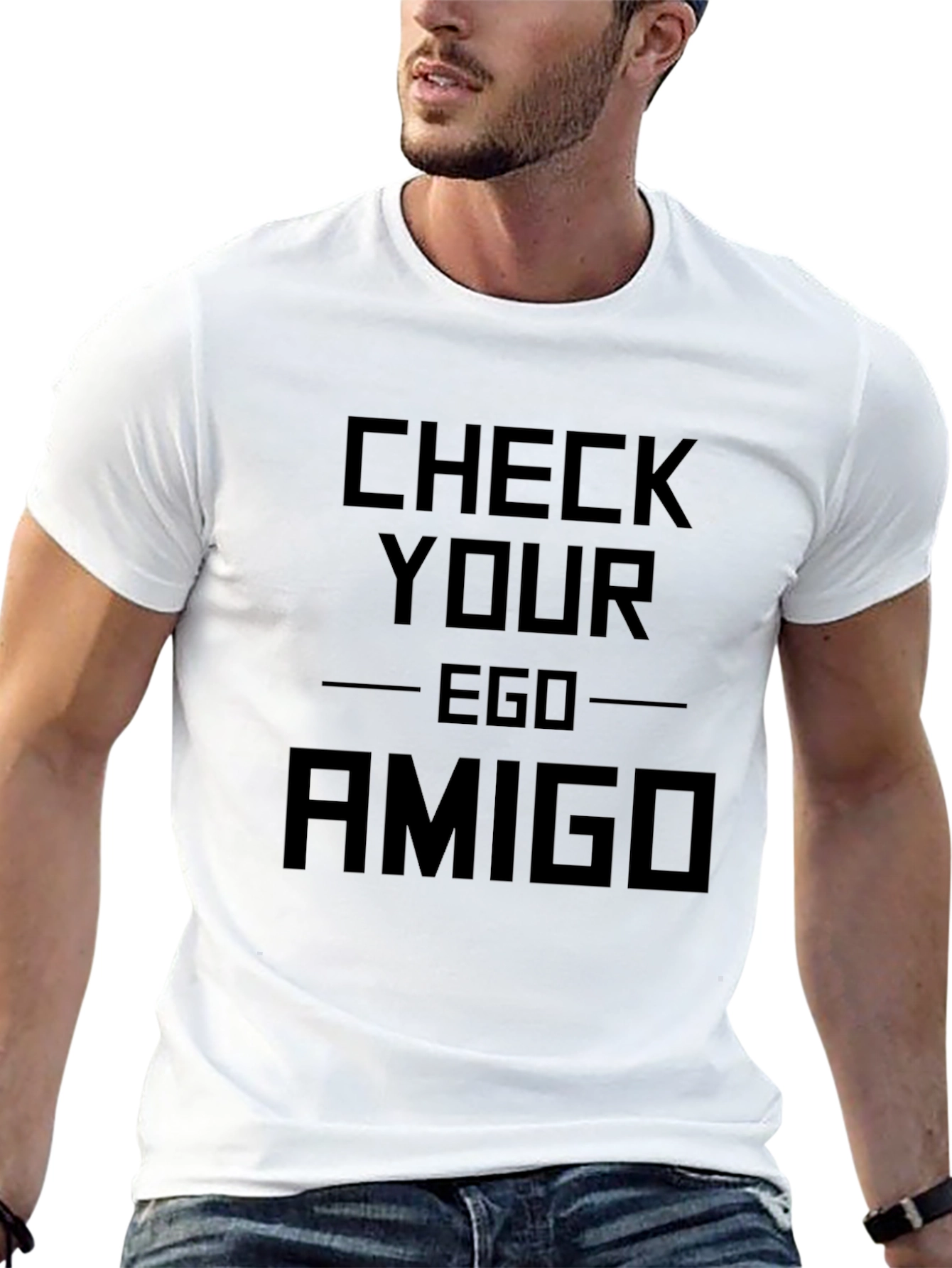 Check Your Ego Amigo Graphic T-Shirt - Black