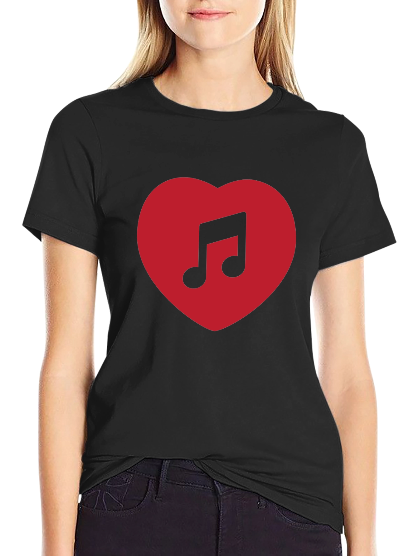 Music Lovers Heart T-Shirt - Black
