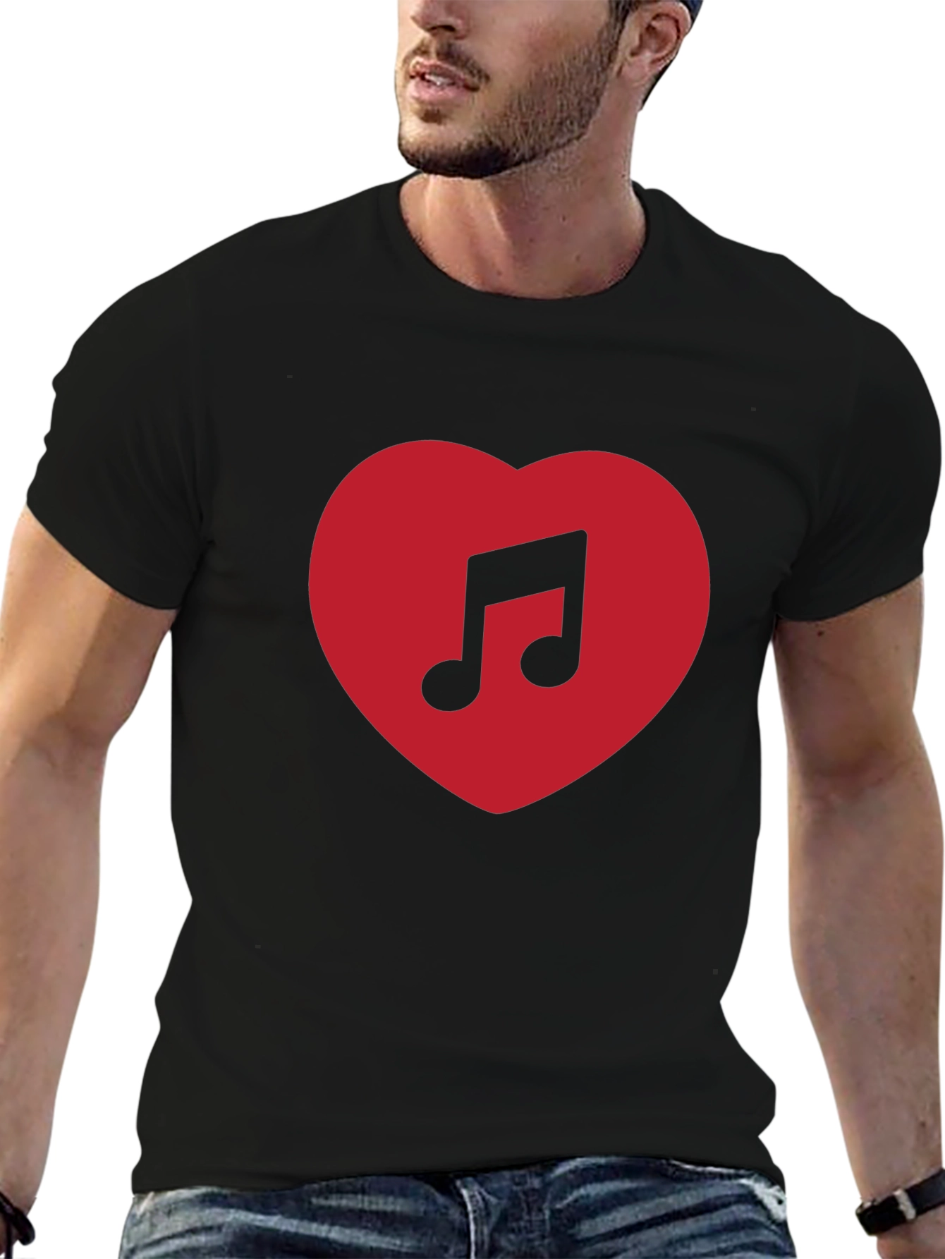 Music Lovers Heart T-Shirt - Black