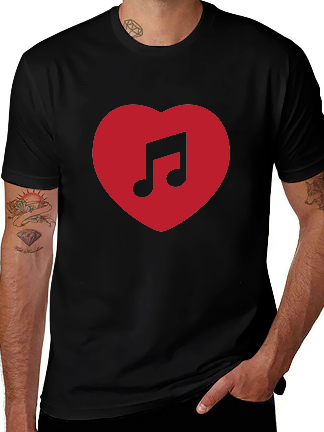 Music Lovers Heart T-Shirt - Black