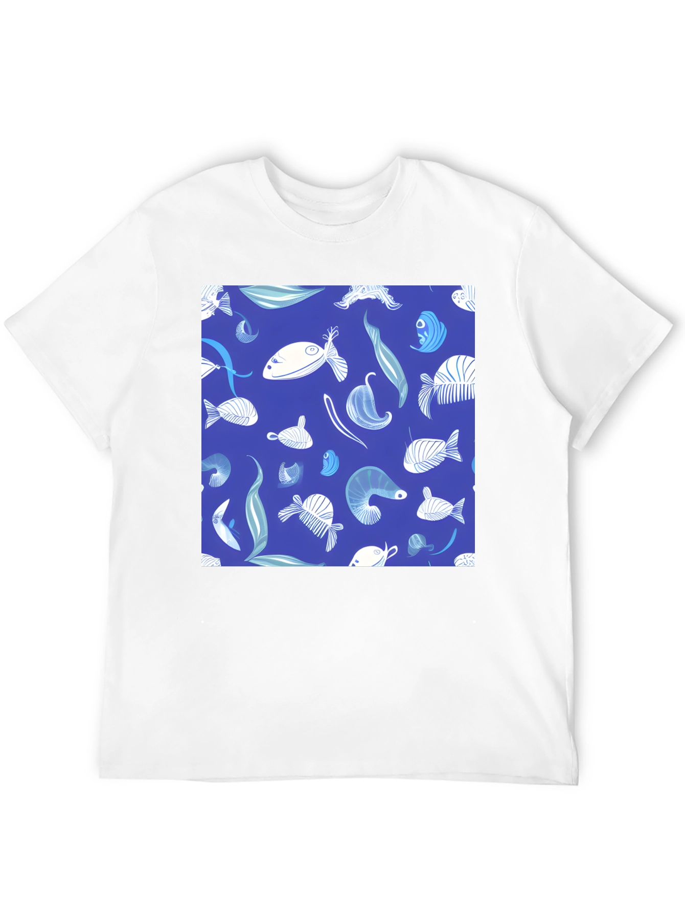 Blue Fish Pattern T-Shirt