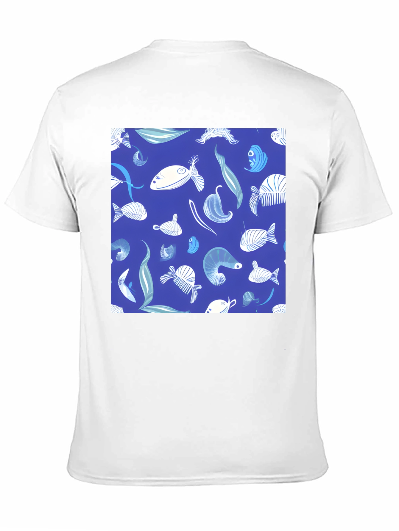 Blue Fish Pattern T-Shirt