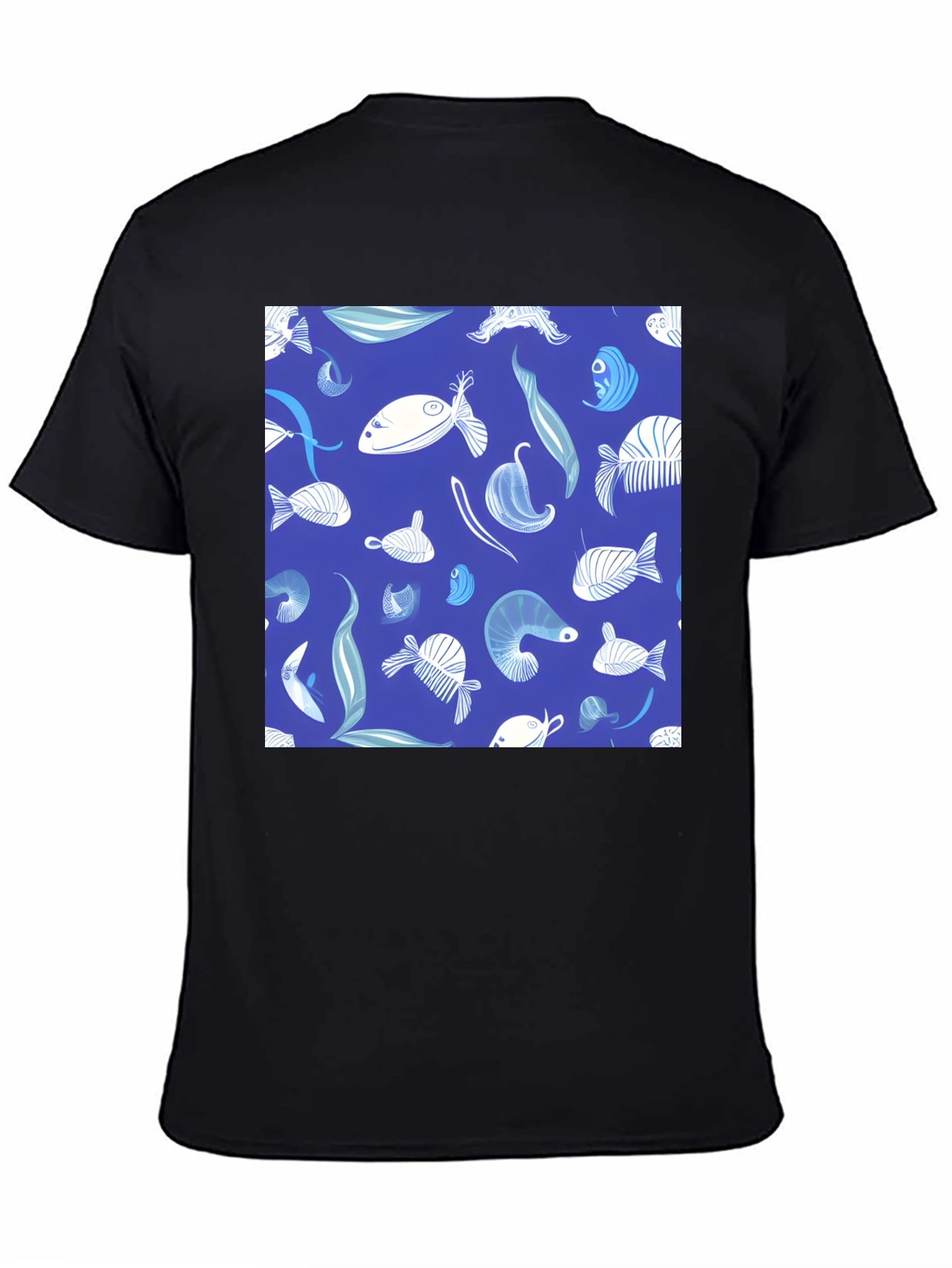 Blue Fish Pattern T-Shirt