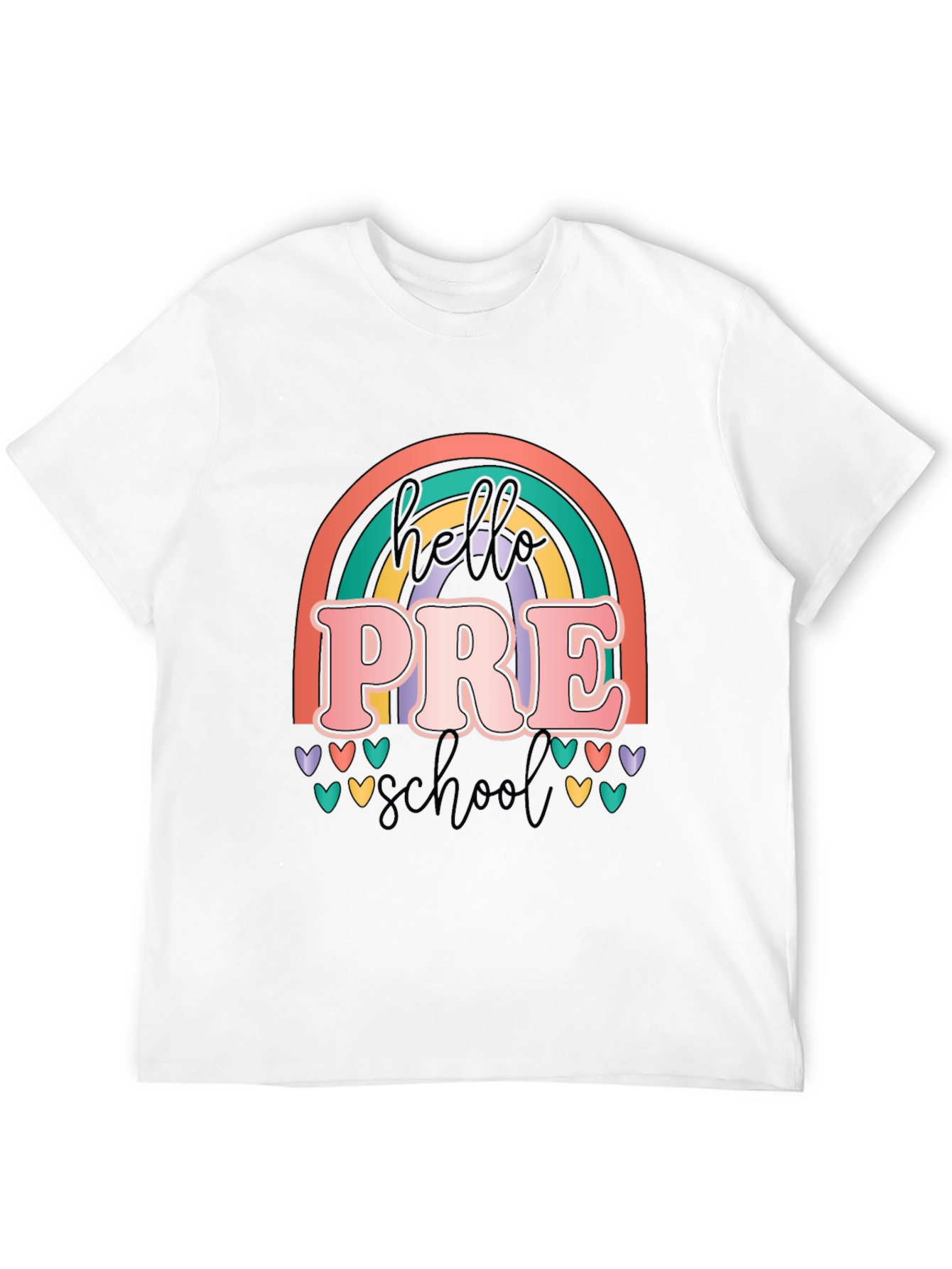 Hello Preschool Teacher T-Shirt Retro Rainbow