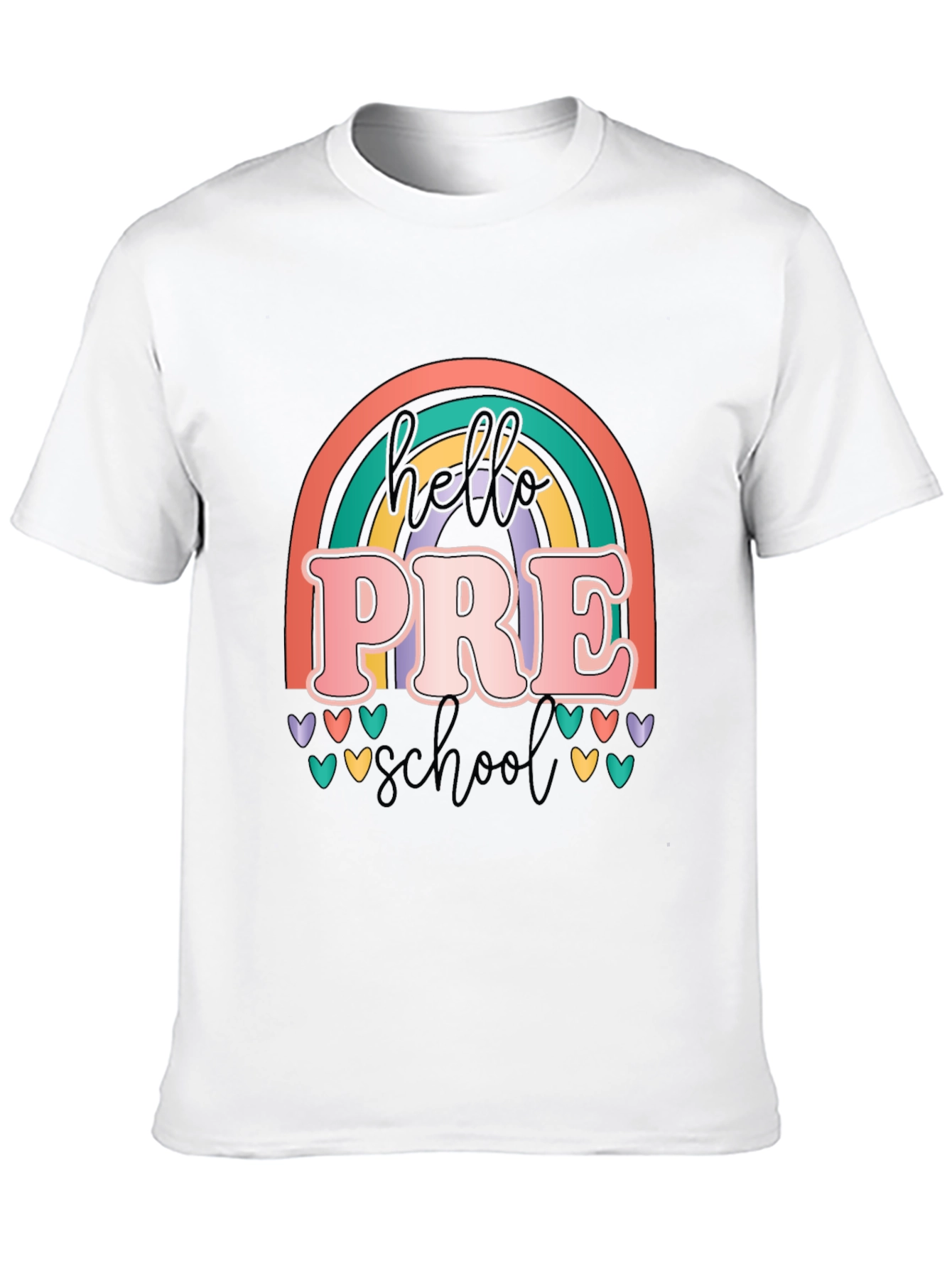 Hello Preschool Teacher T-Shirt Retro Rainbow