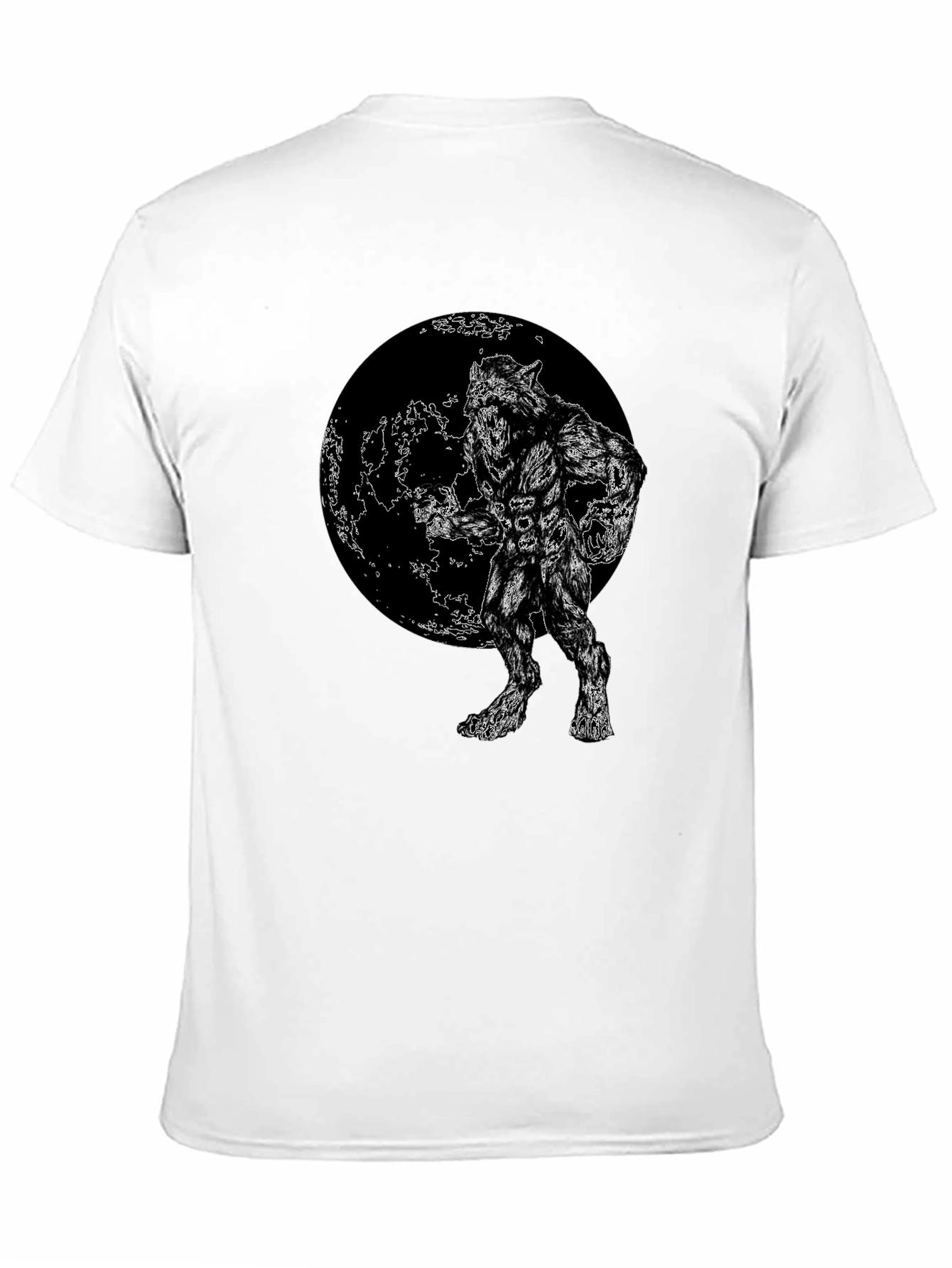 Werewolf Moon Graphic Tee - Black Cotton Blend