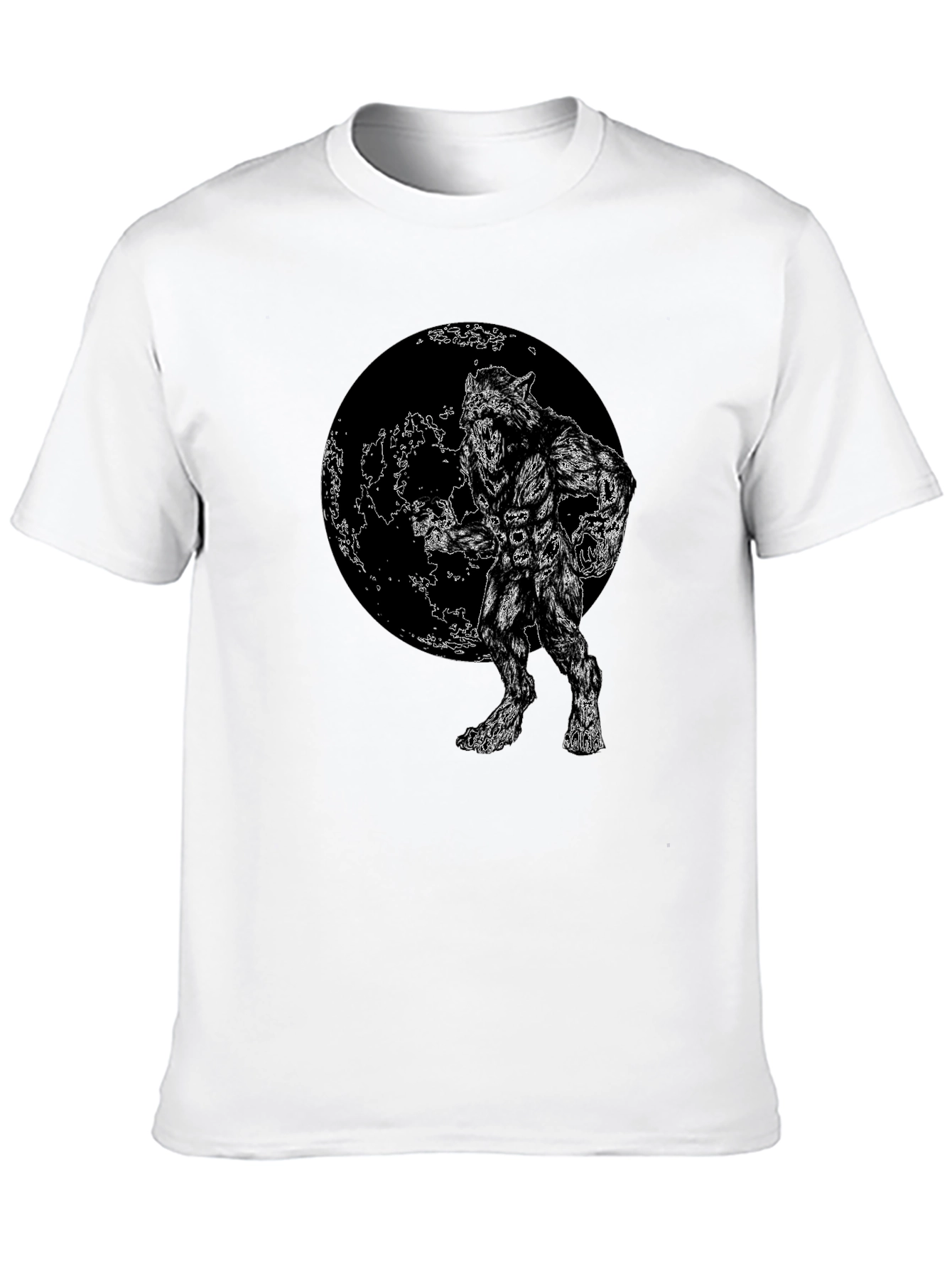 Werewolf Moon Graphic Tee - Black Cotton Blend