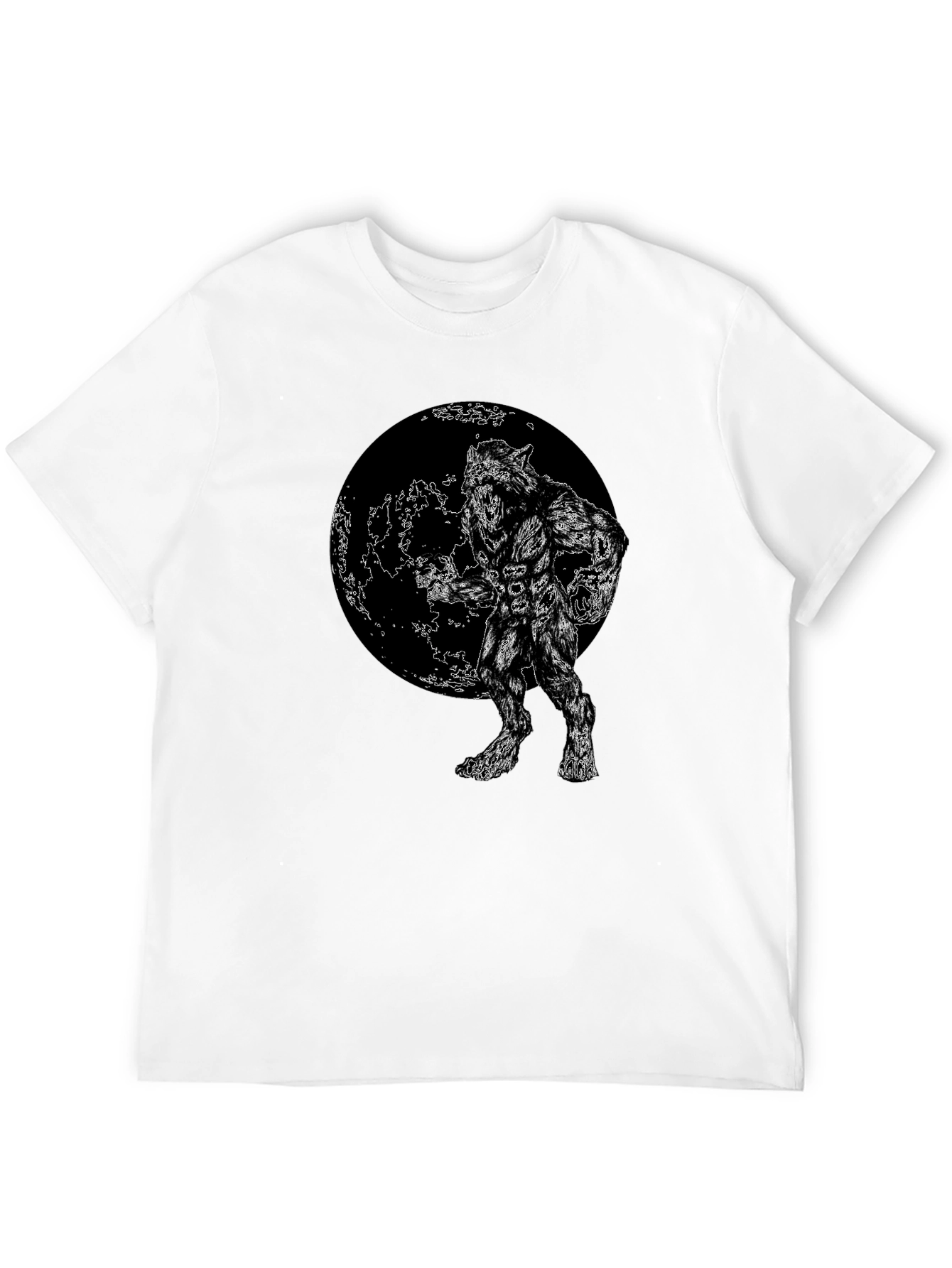 Werewolf Moon Graphic Tee - Black Cotton Blend