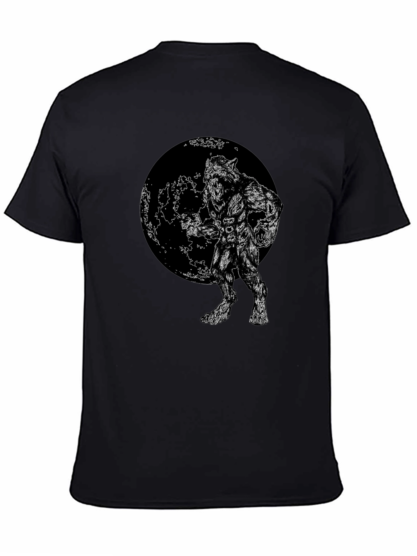 Werewolf Moon Graphic Tee - Black Cotton Blend