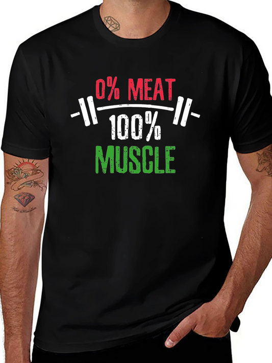 Vegan Muscle T-Shirt - 0% Meat 100% Muscle Gym Tee