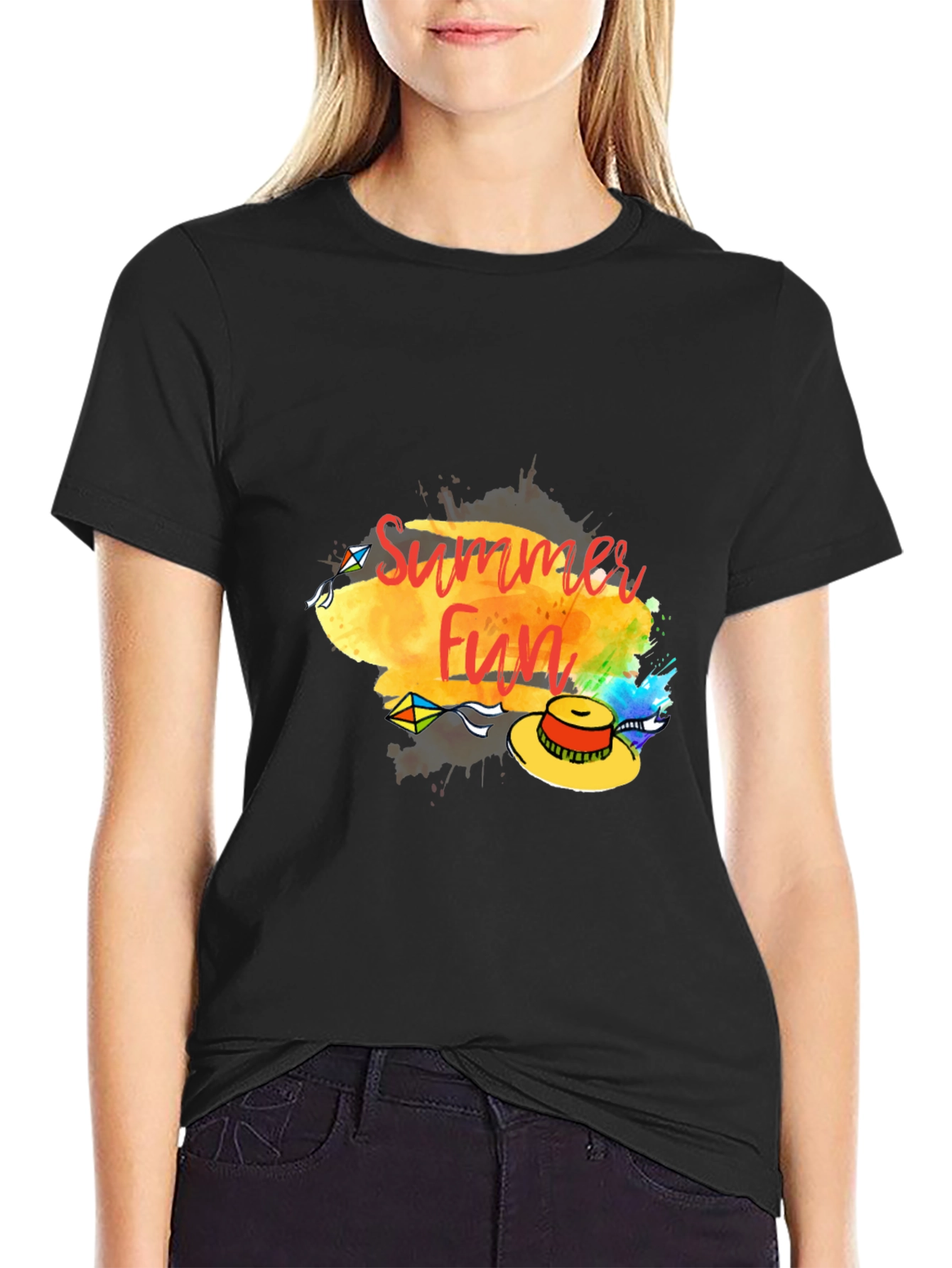 Summer Fun Graphic Tee - Casual Black T-Shirt