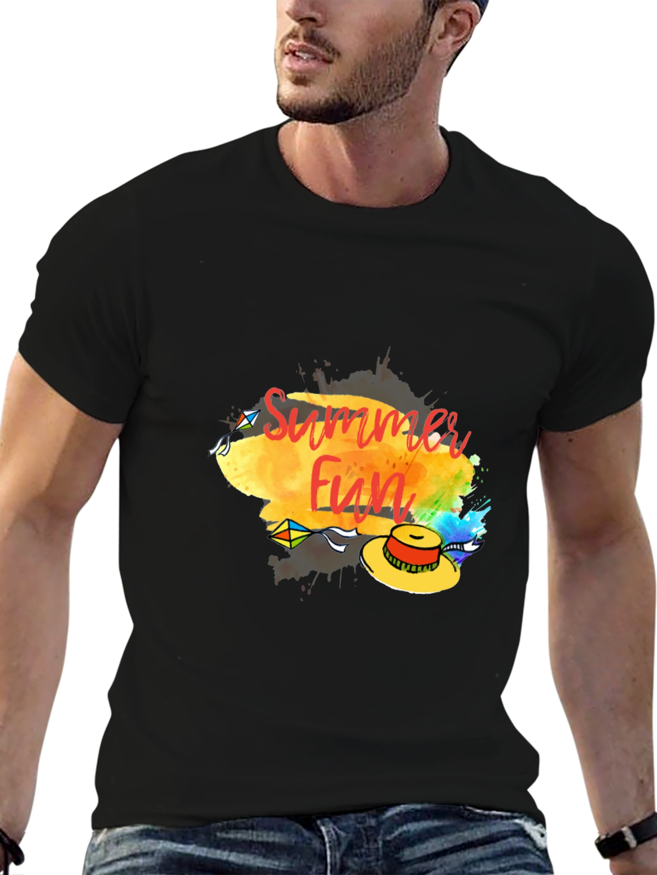 Summer Fun Graphic Tee - Casual Black T-Shirt