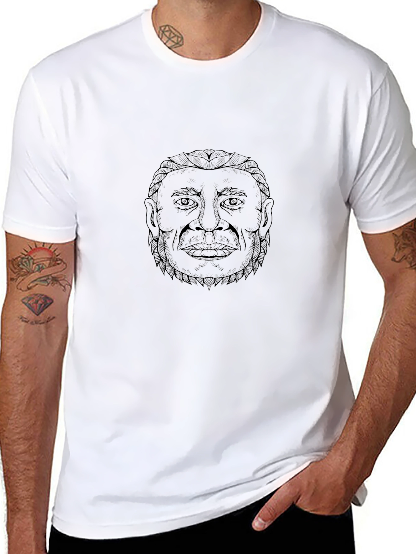 Monochrome Graphic Tee: Man Portrait