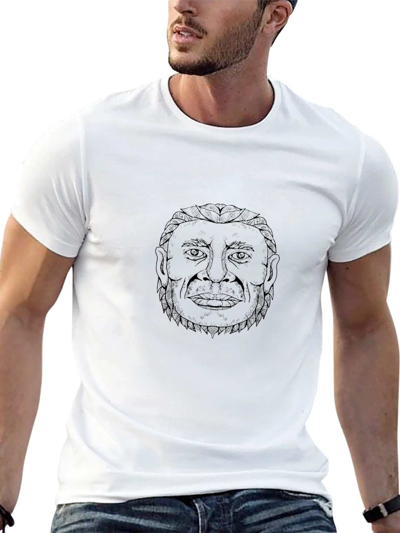Monochrome Graphic Tee: Man Portrait