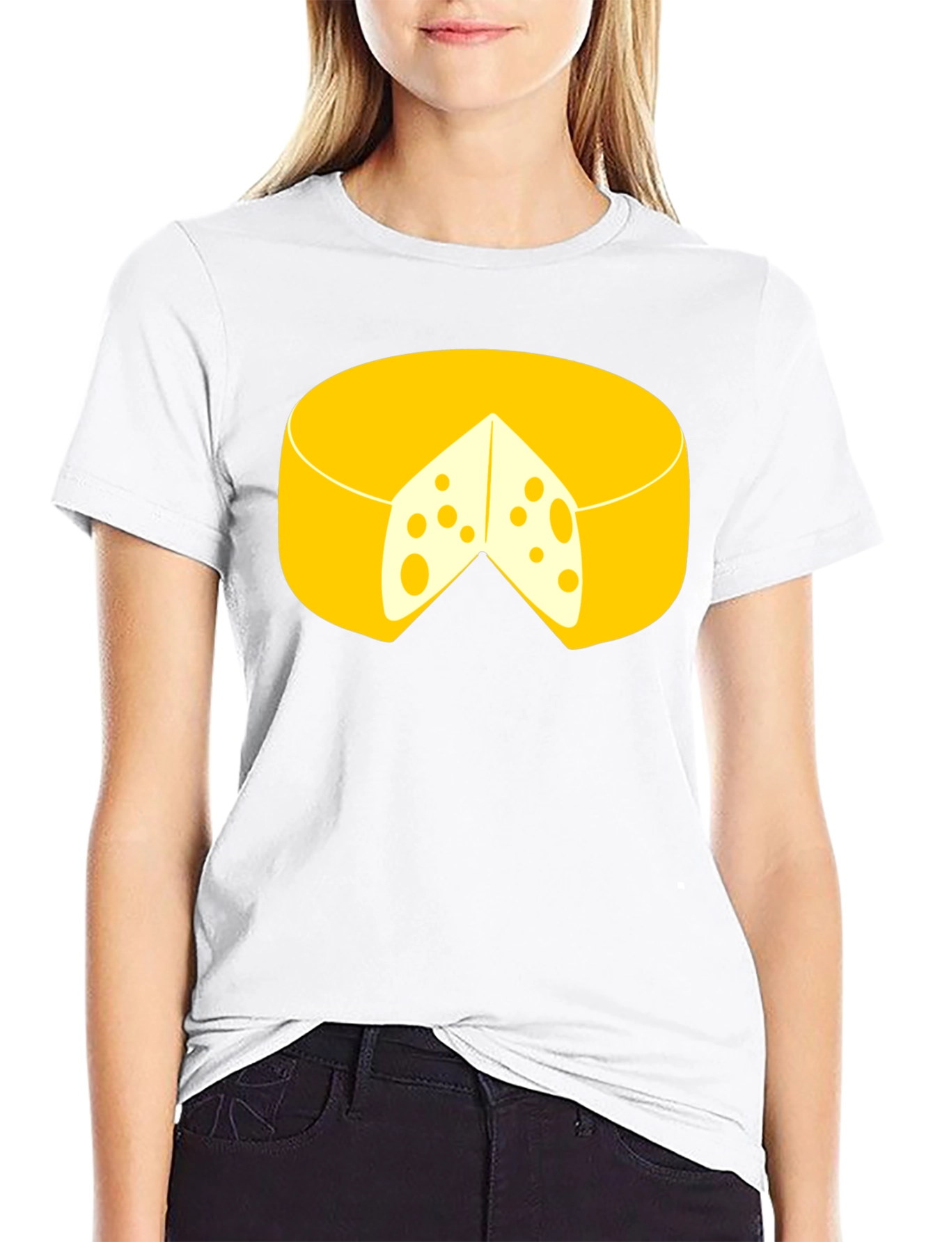 Funny Cheese Graphic Black T-Shirt