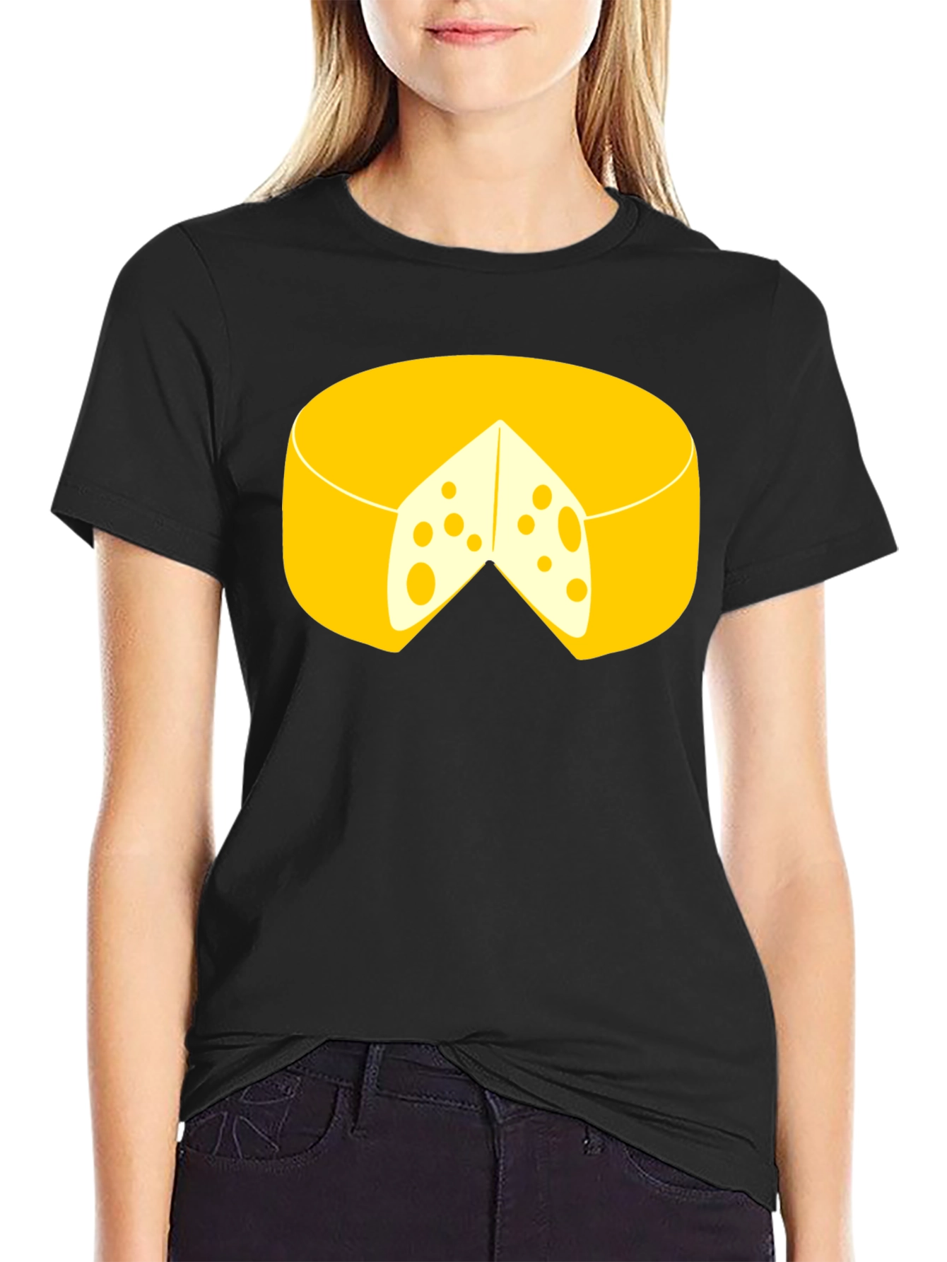 Funny Cheese Graphic Black T-Shirt