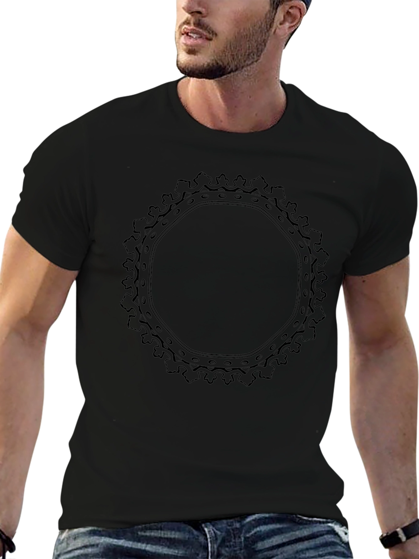 Black Graphic Tee: Abstract Circle Design