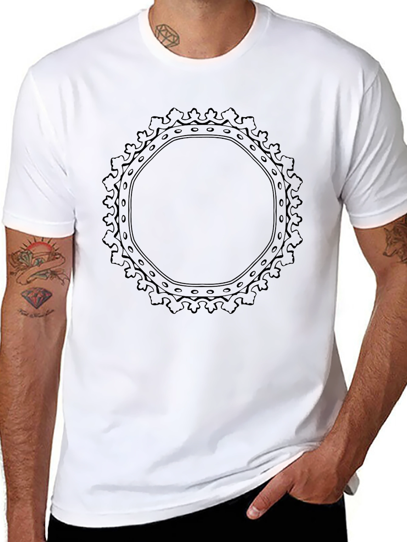 Black Graphic Tee: Abstract Circle Design