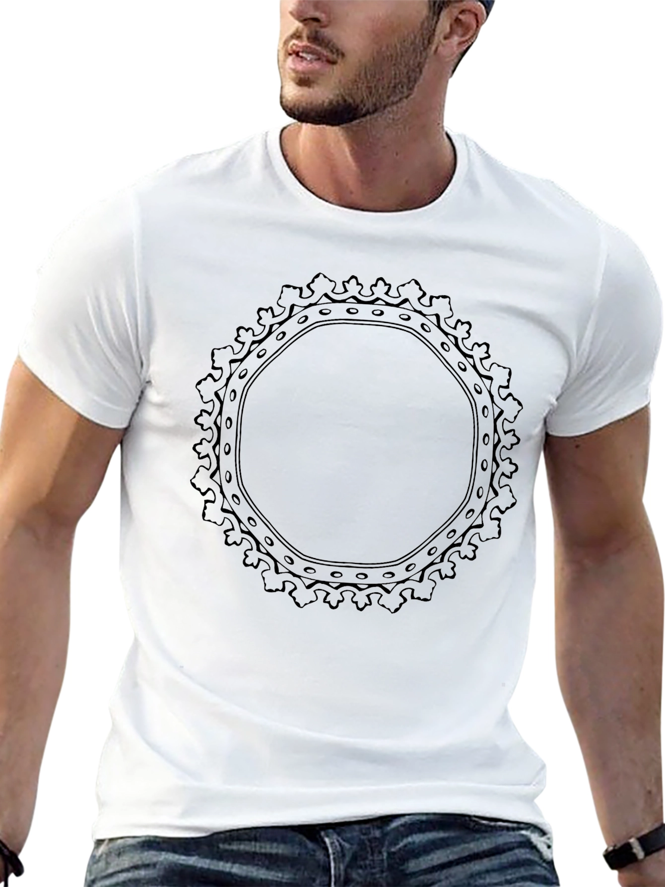 Black Graphic Tee: Abstract Circle Design
