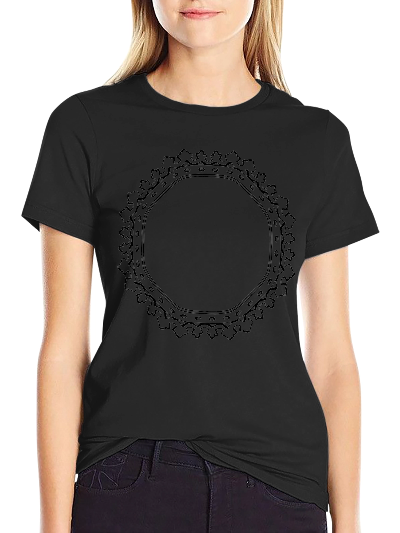 Black Graphic Tee: Abstract Circle Design