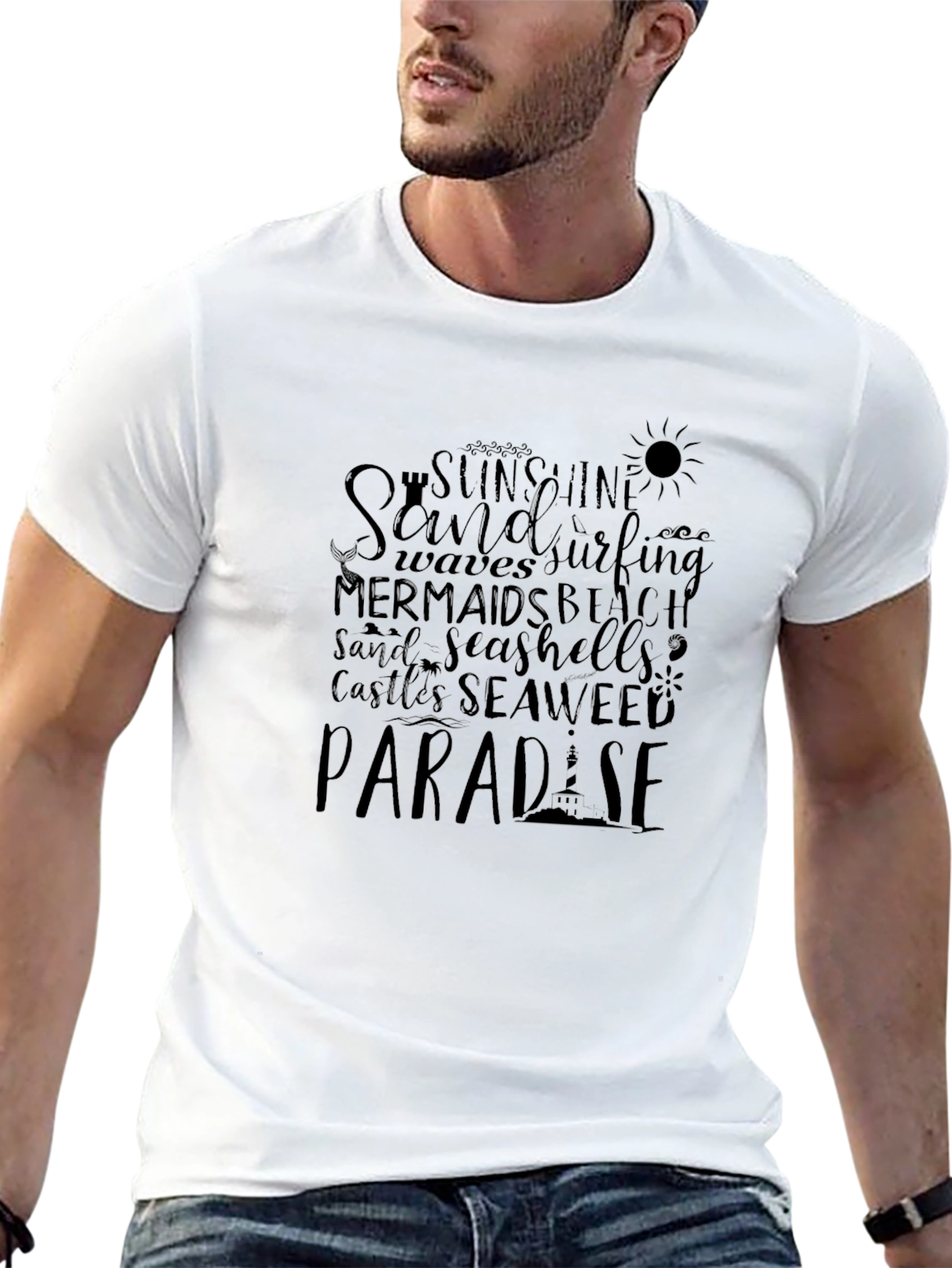 Paradise Beach T-Shirt Sand Surf Sun Graphic Tee