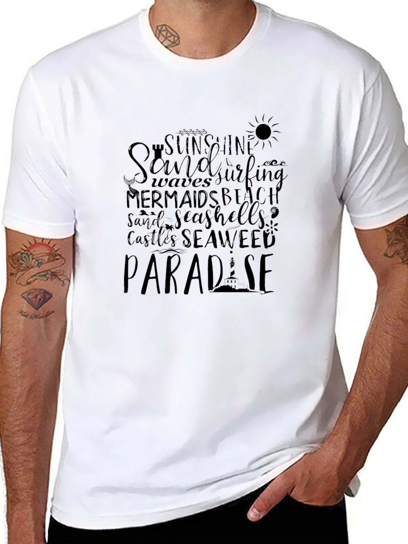 Paradise Beach T-Shirt Sand Surf Sun Graphic Tee