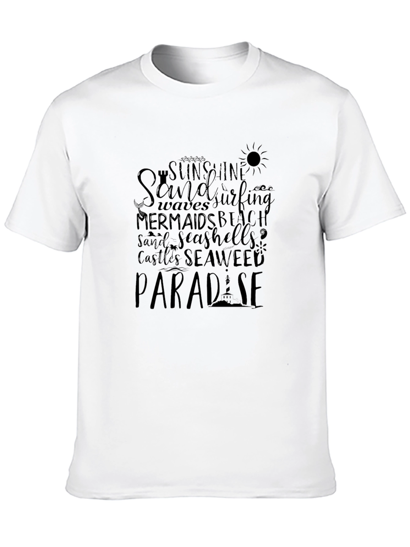 Paradise Beach T-Shirt Sand Surf Sun Graphic Tee