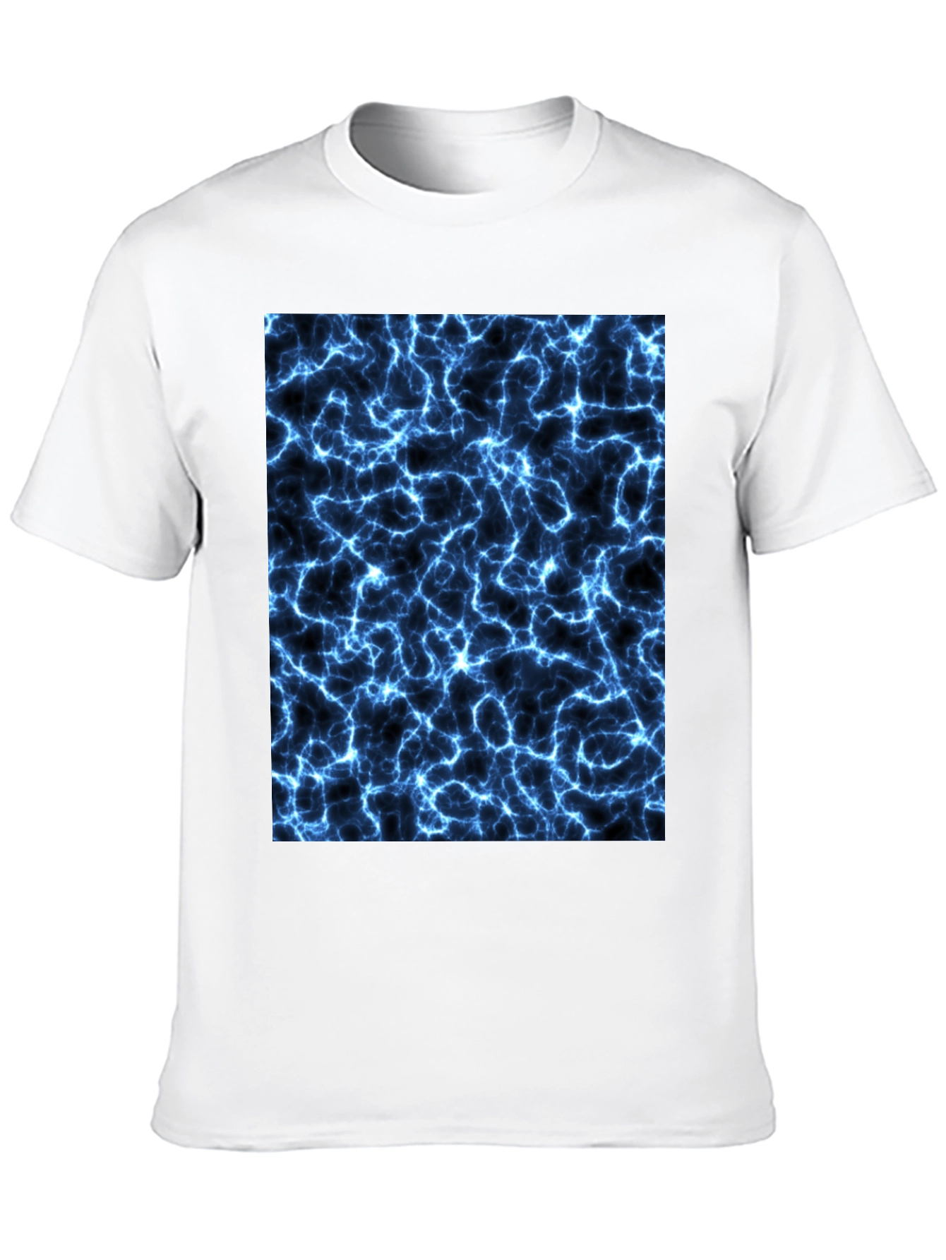 Electric Blue Lightning Graphic Black T-Shirt