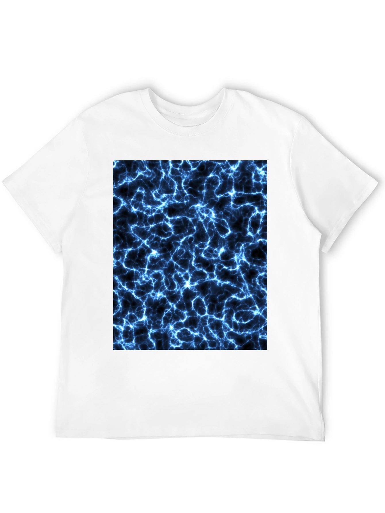 Electric Blue Lightning Graphic Black T-Shirt