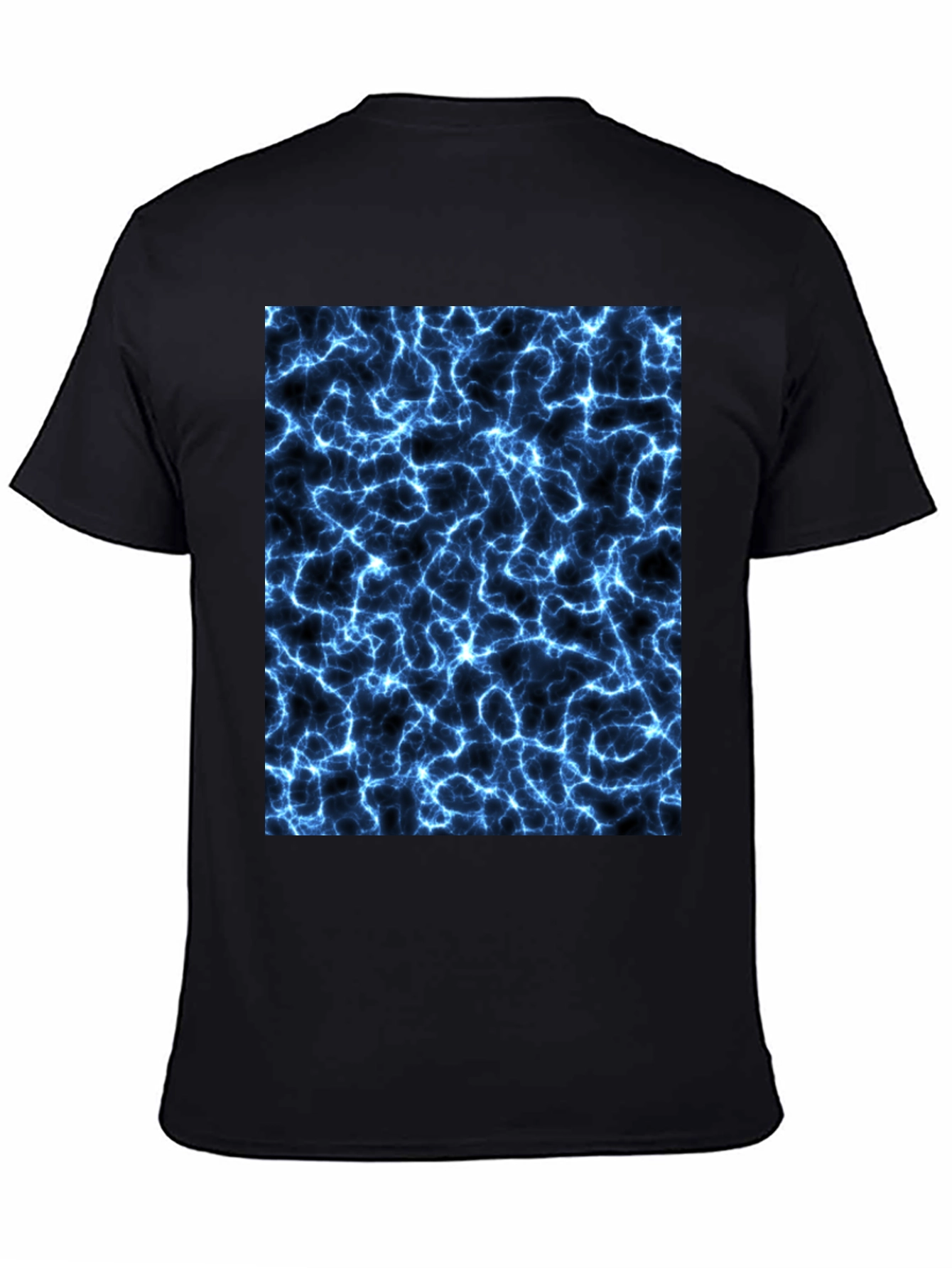 Electric Blue Lightning Graphic Black T-Shirt