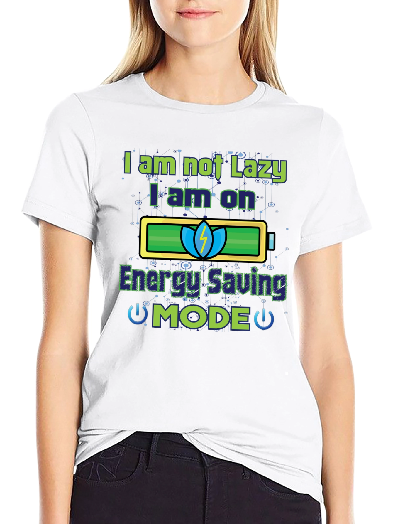 Energy Saving Mode Funny Graphic T-Shirt