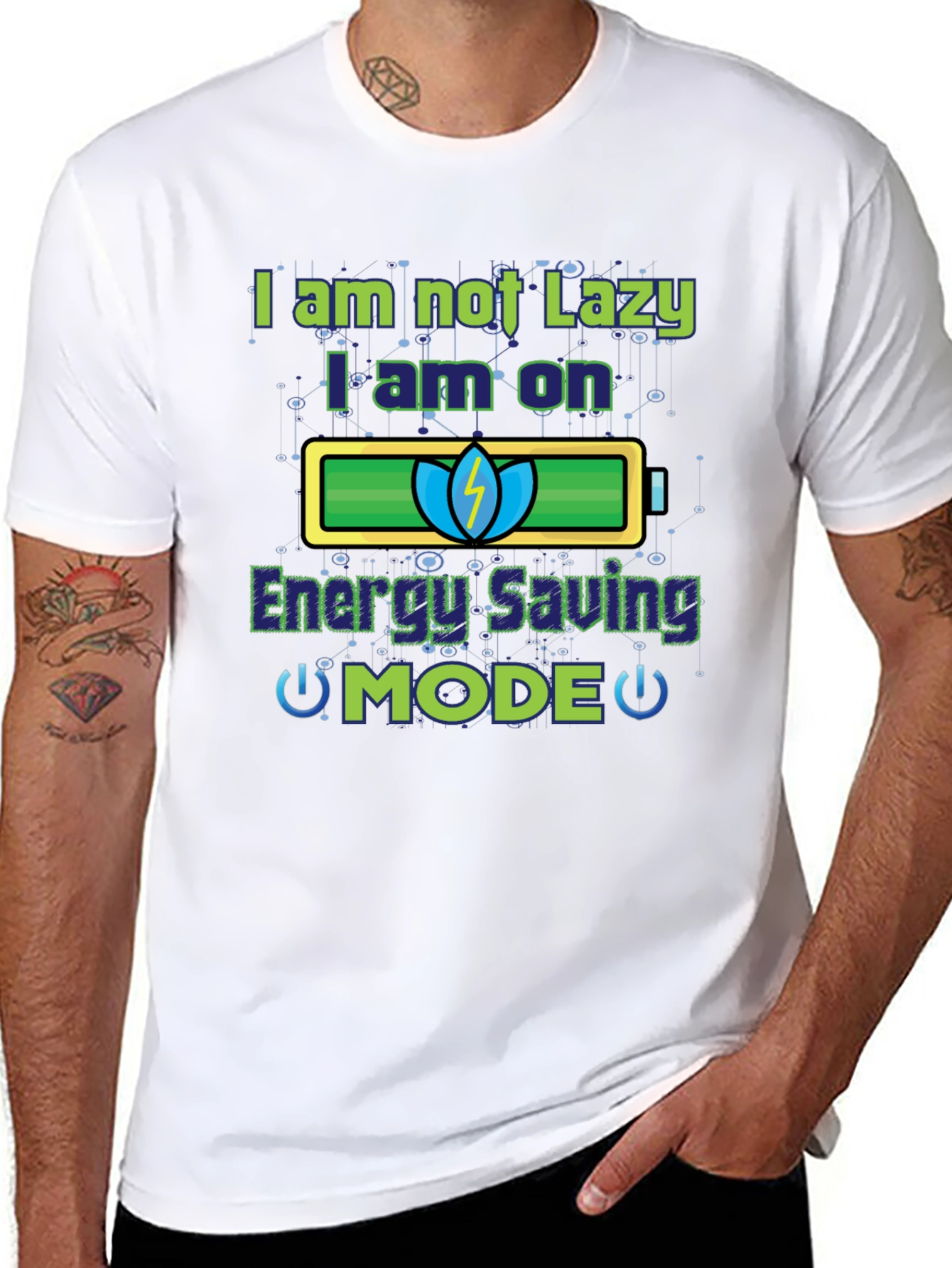 Energy Saving Mode Funny Graphic T-Shirt