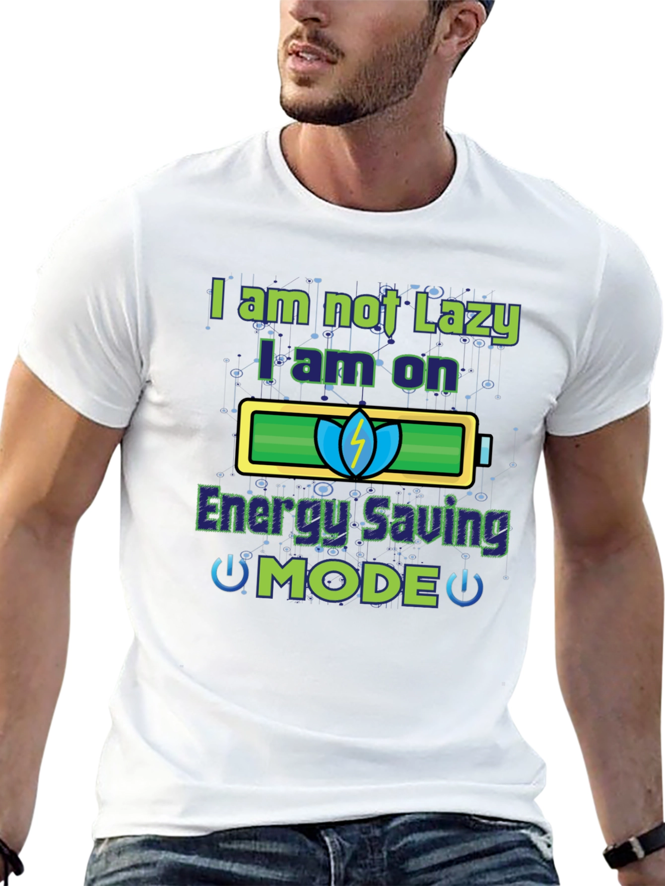 Energy Saving Mode Funny Graphic T-Shirt