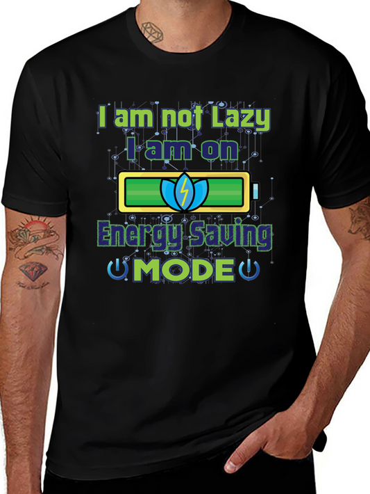 Energy Saving Mode Funny Graphic T-Shirt