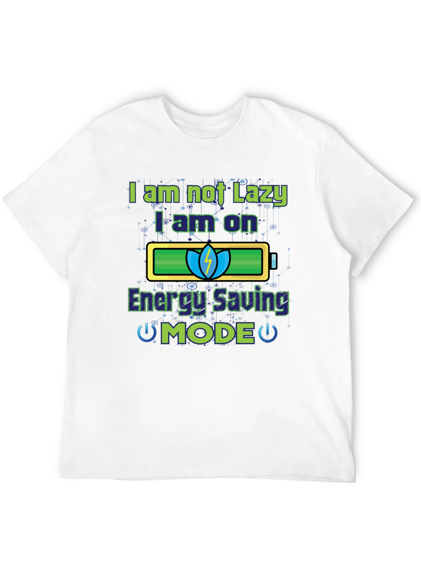 Energy Saving Mode Funny Graphic T-Shirt