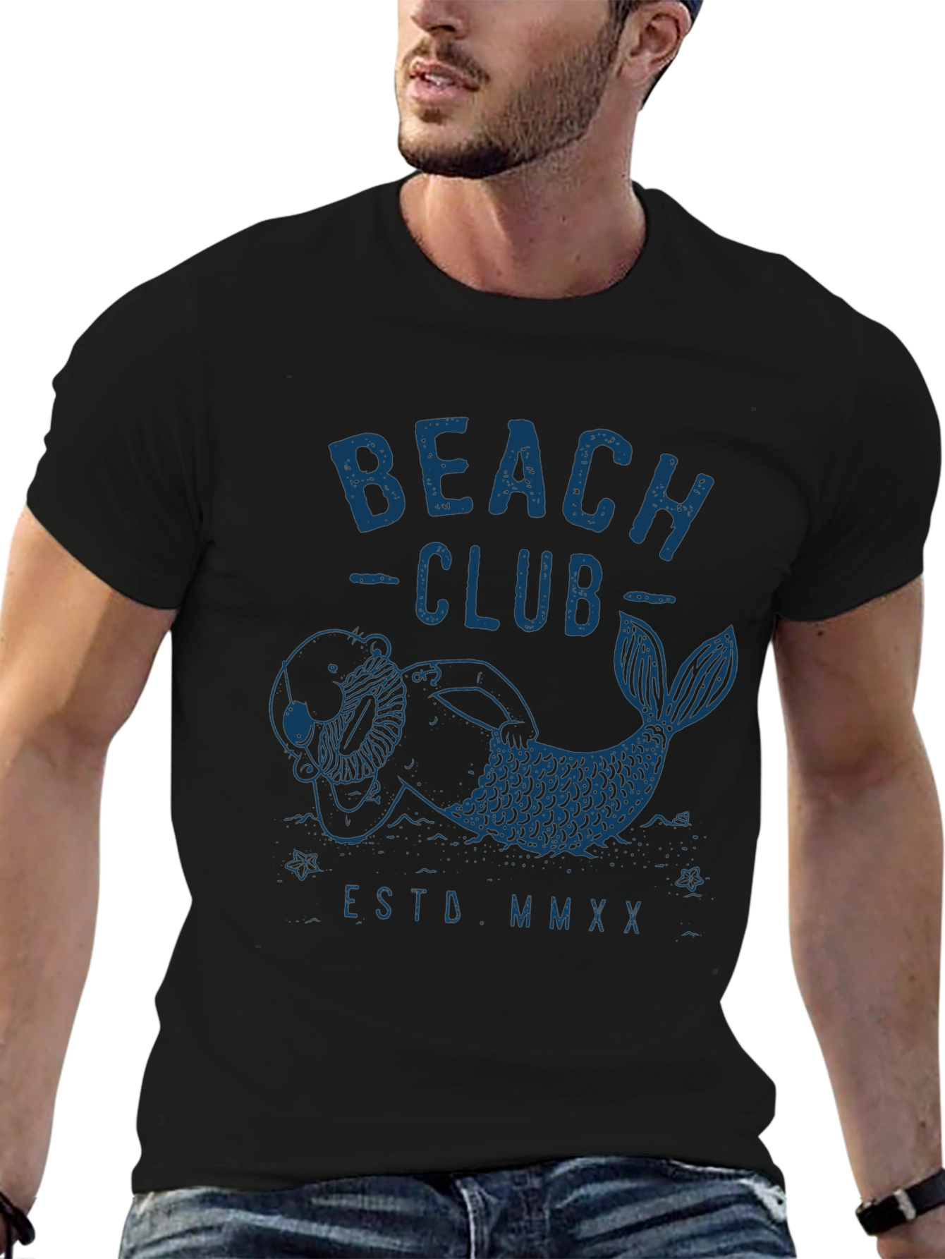 Mens Black Beach Club Graphic T-Shirt