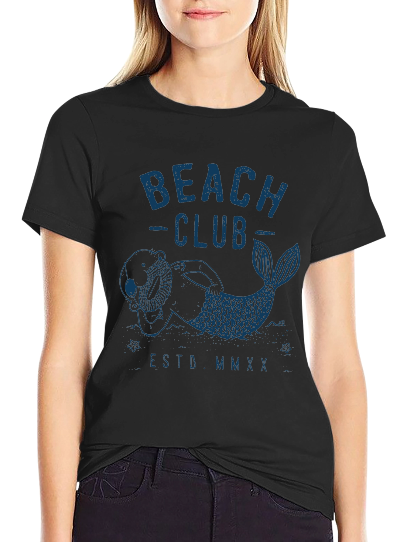 Mens Black Beach Club Graphic T-Shirt