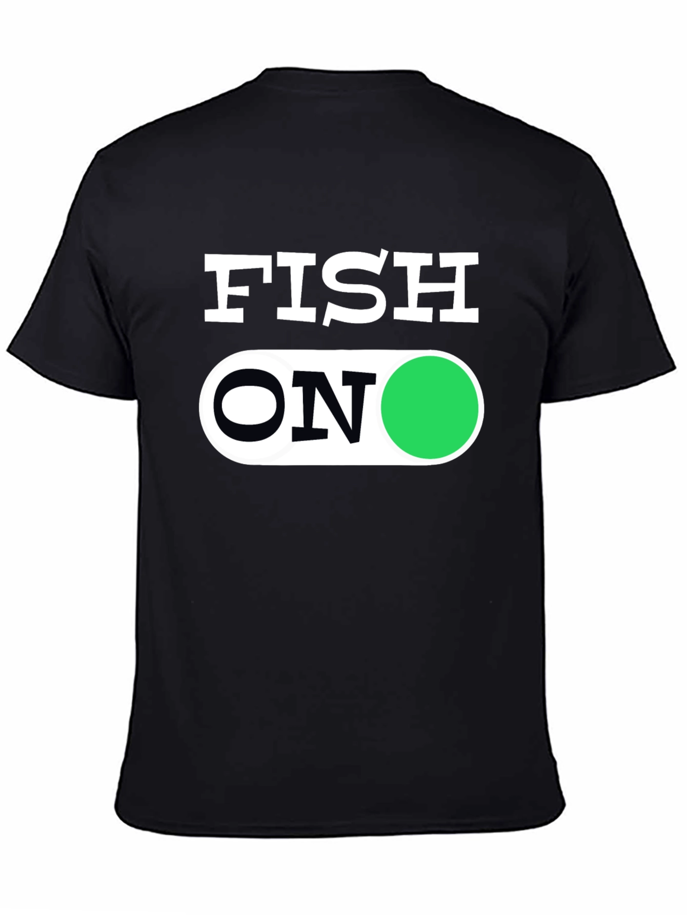 Fish On Graphic Tee - Black Cotton T-Shirt