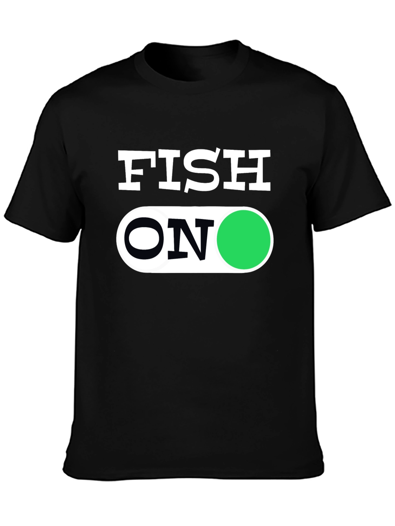 Fish On Graphic Tee - Black Cotton T-Shirt
