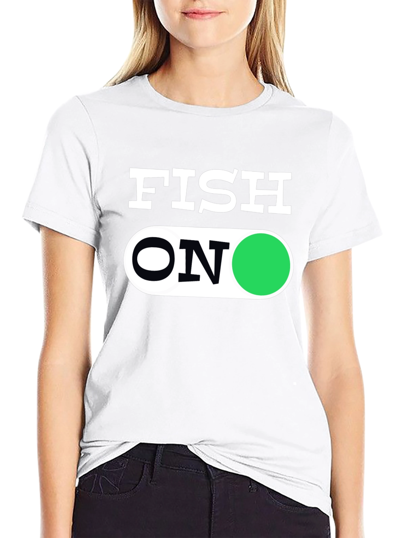Fish On Graphic Tee - Black Cotton T-Shirt