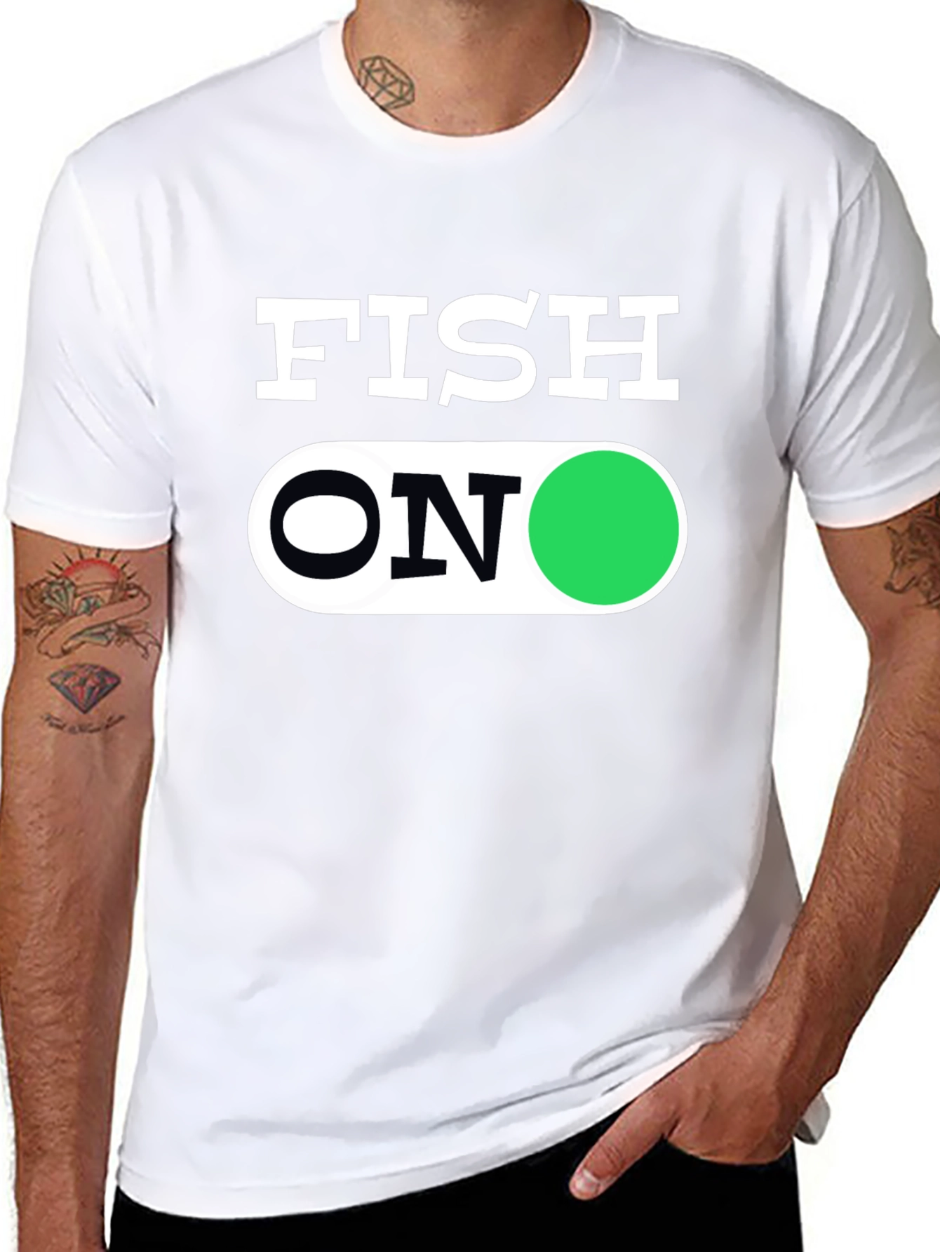 Fish On Graphic Tee - Black Cotton T-Shirt