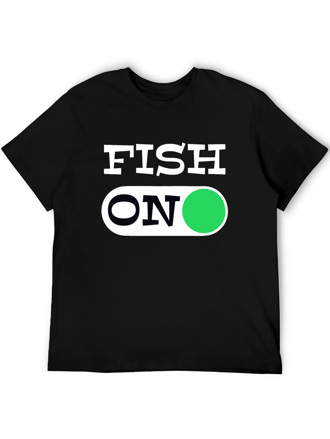 Fish On Graphic Tee - Black Cotton T-Shirt