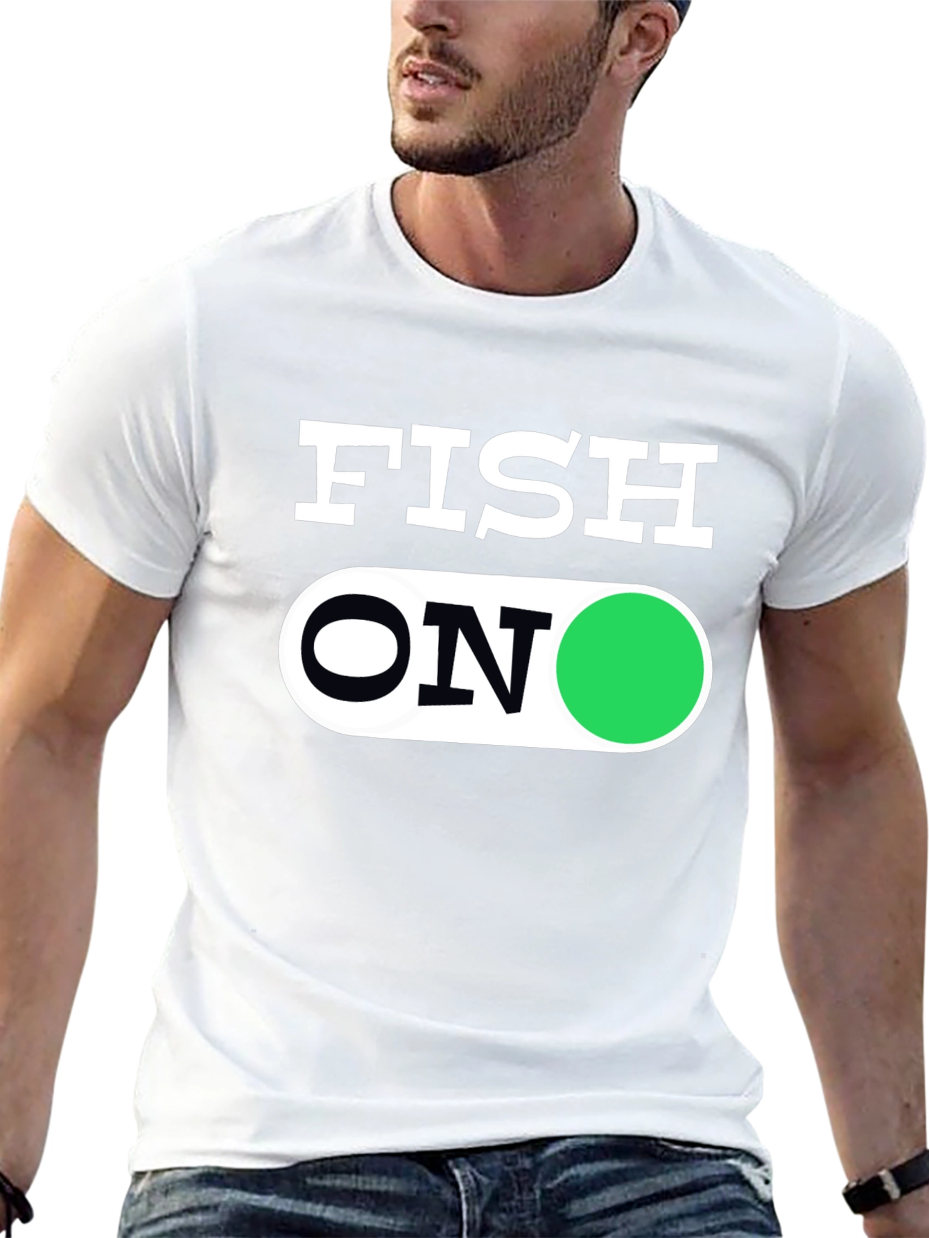 Fish On Graphic Tee - Black Cotton T-Shirt