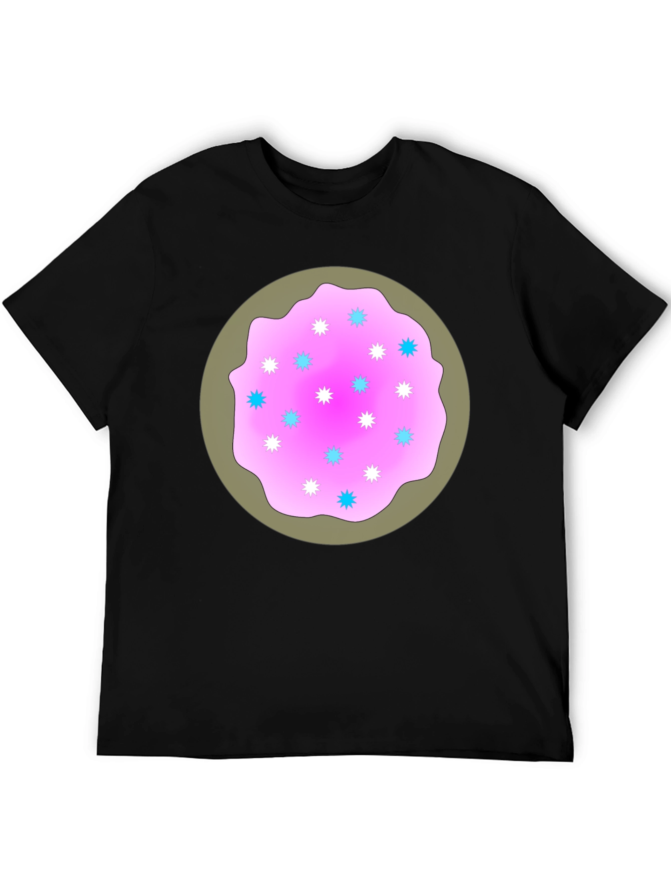 Sweet Donut Design Black T-Shirt