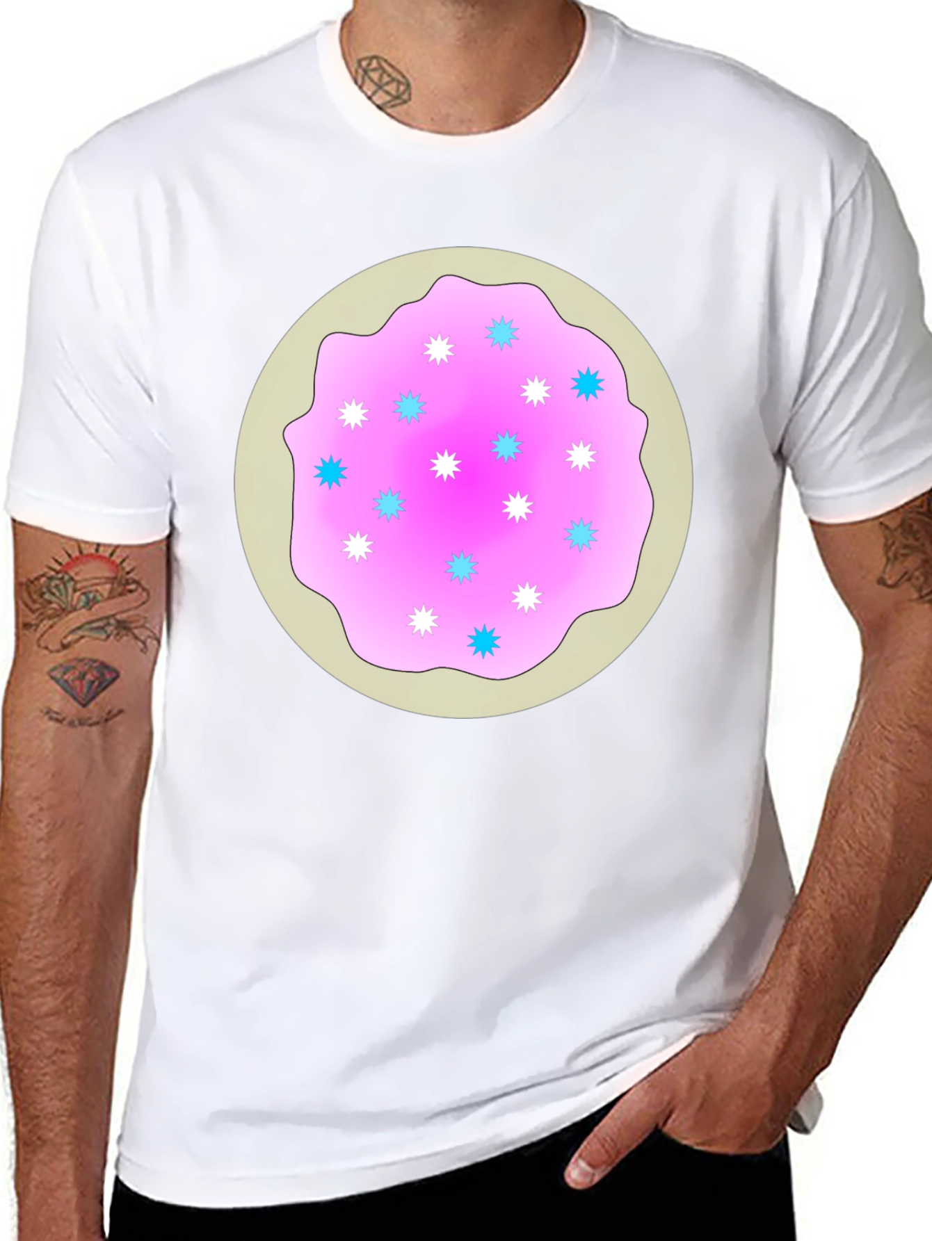 Sweet Donut Design Black T-Shirt