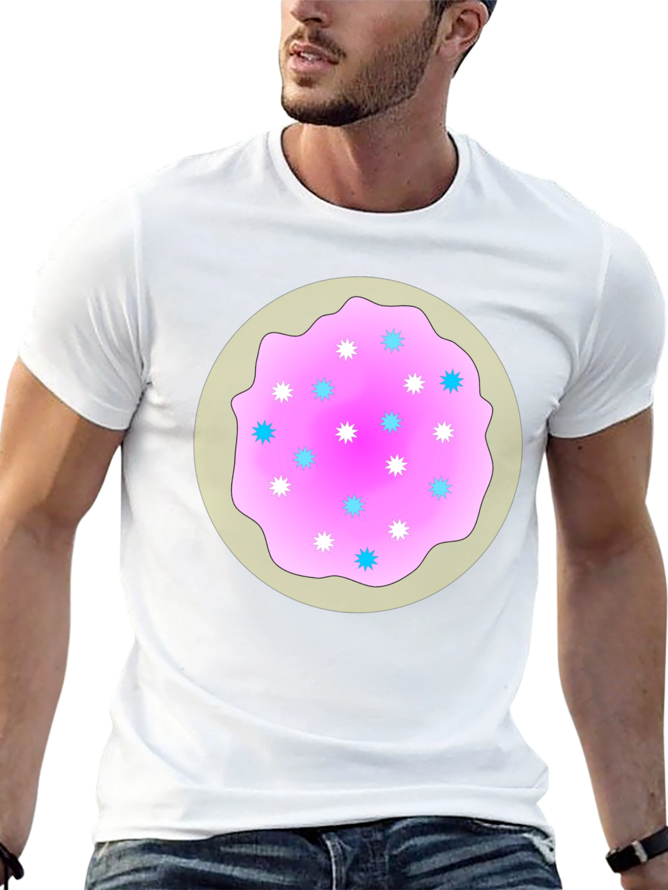 Sweet Donut Design Black T-Shirt